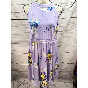 Torrid Size 0 Purple Floral ITY Halter Skater‎ Dress Sleeveless Plus Size